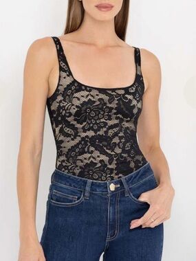 Generation Love black lace Gigi bodysuit leotard, extra small snap closures nice